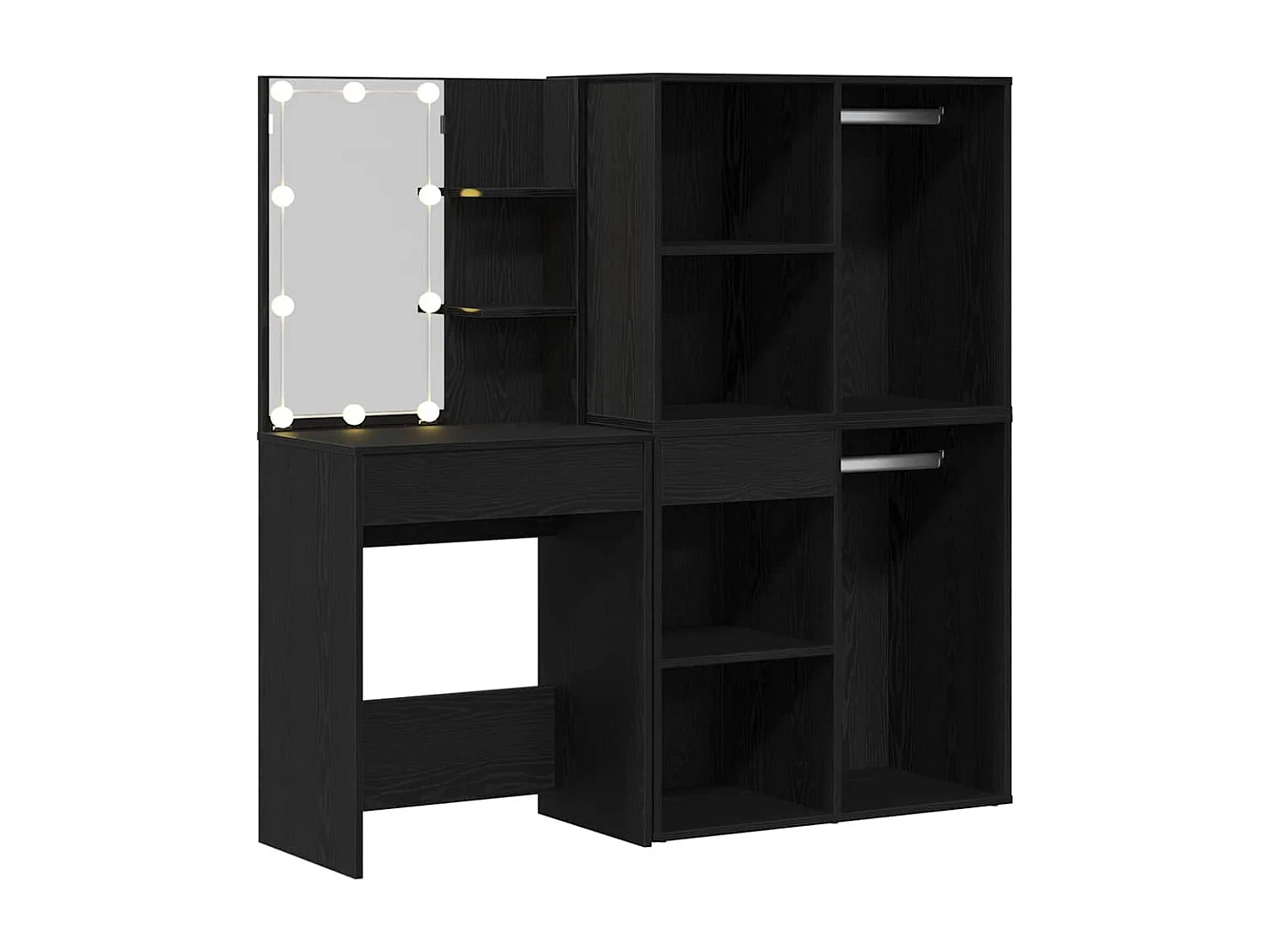 Table de maquillage LED Chêne noir 140 x 40 x 140 cm