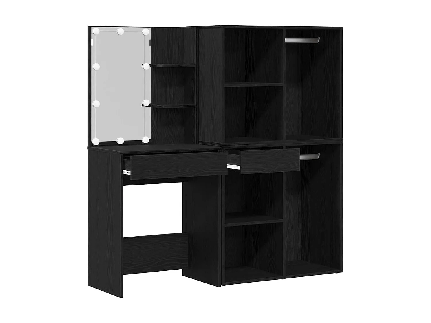 Table de maquillage LED Chêne noir 140 x 40 x 140 cm