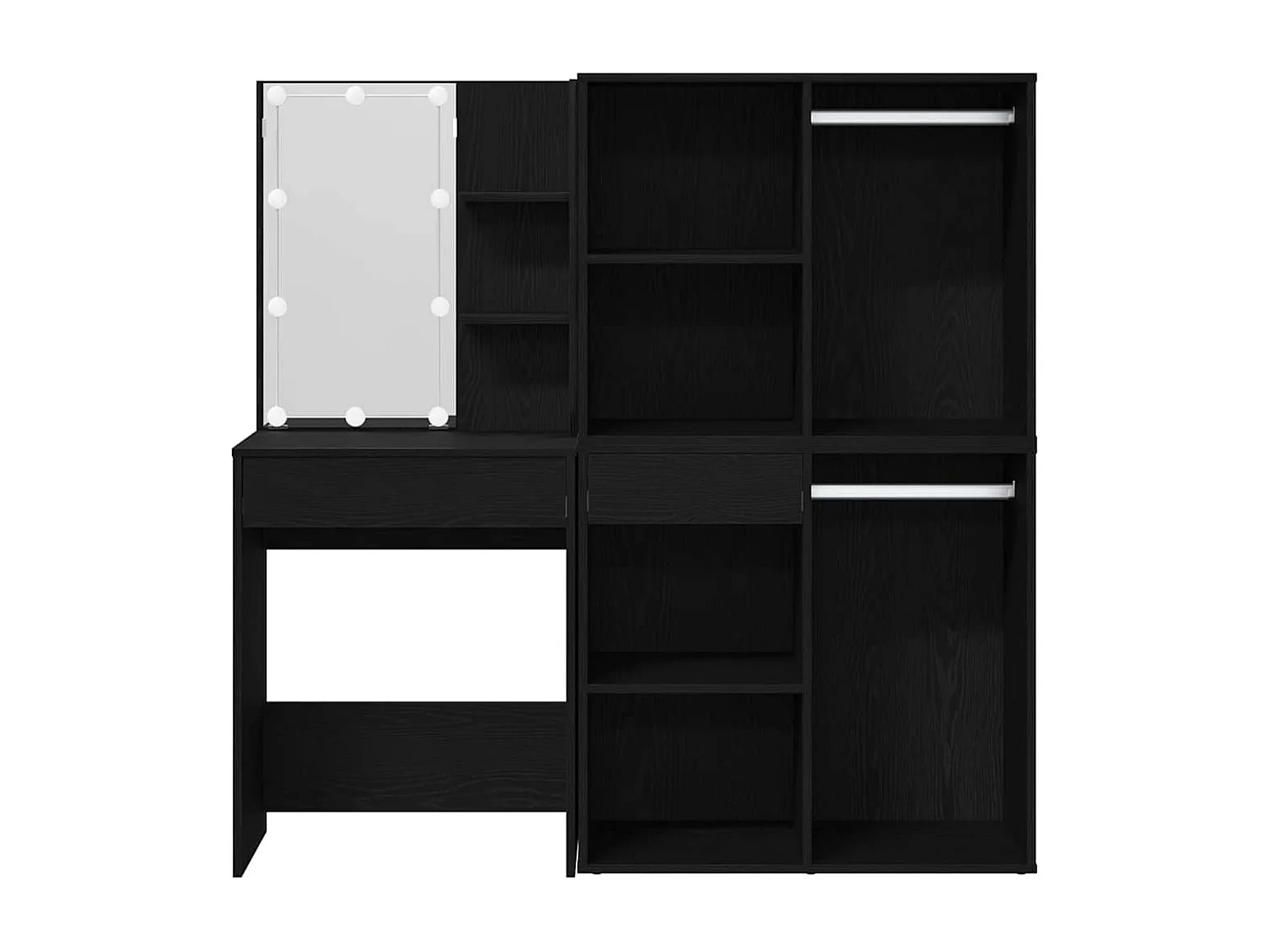 Table de maquillage LED Chêne noir 140 x 40 x 140 cm