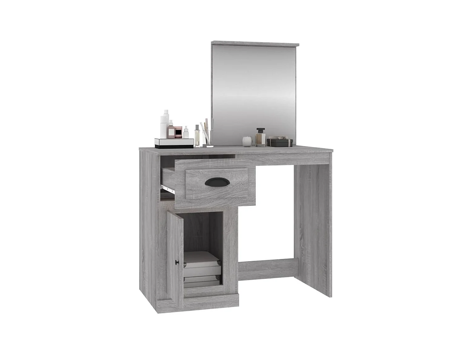 Kaptafel met spiegel Sonoma grijs 90x50x132,5cm bewerkt hout