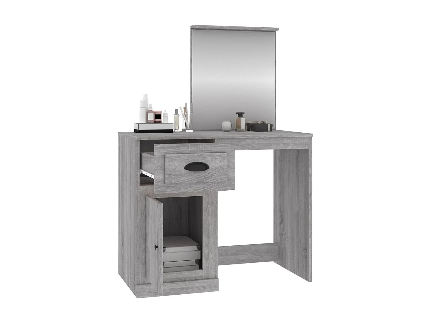 Tocador con espejo Sonoma gris 90x50x132,5cm madera de ingeniería