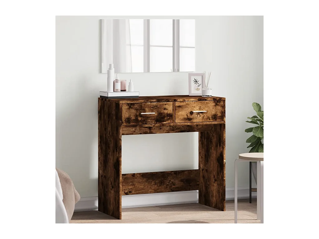 Tocador con espejo de roble ahumado 80x39x80 cm