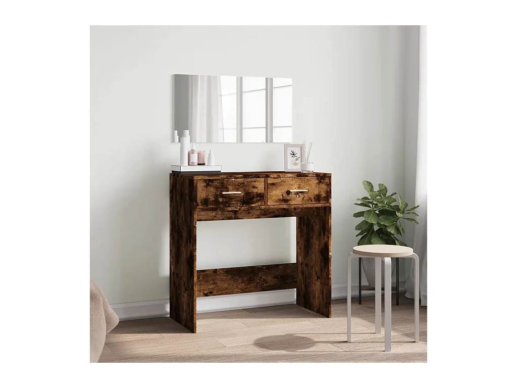 Tocador con espejo de roble ahumado 80x39x80 cm