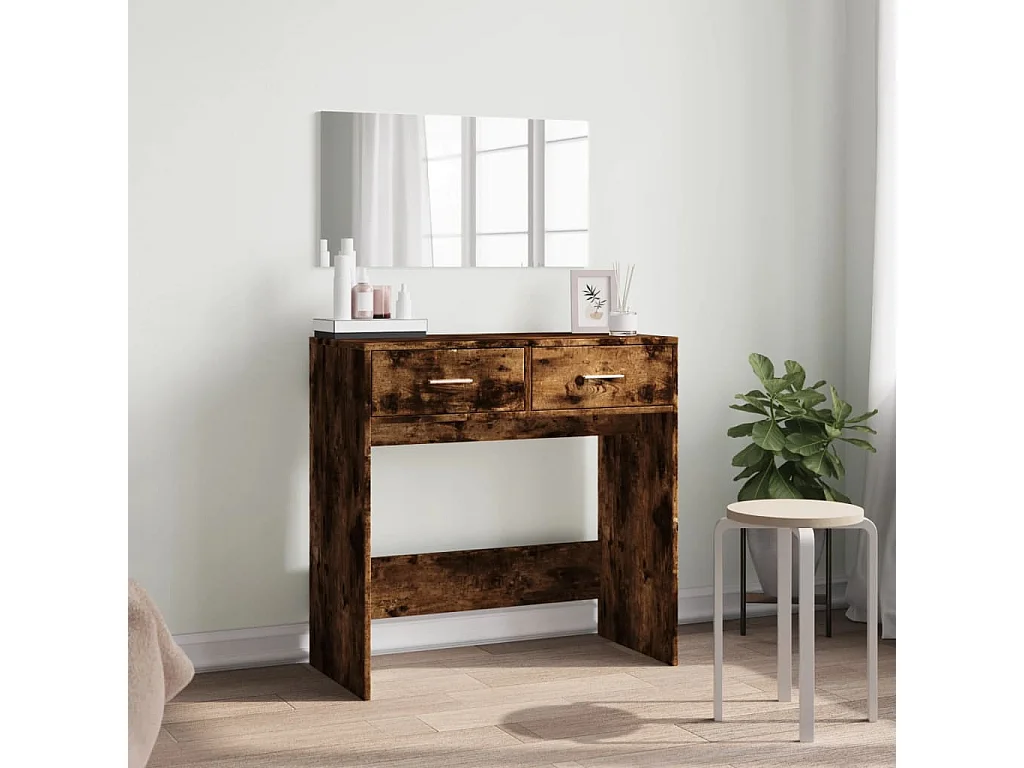 Toletta con specchio in rovere fumé 80x39x80 cm