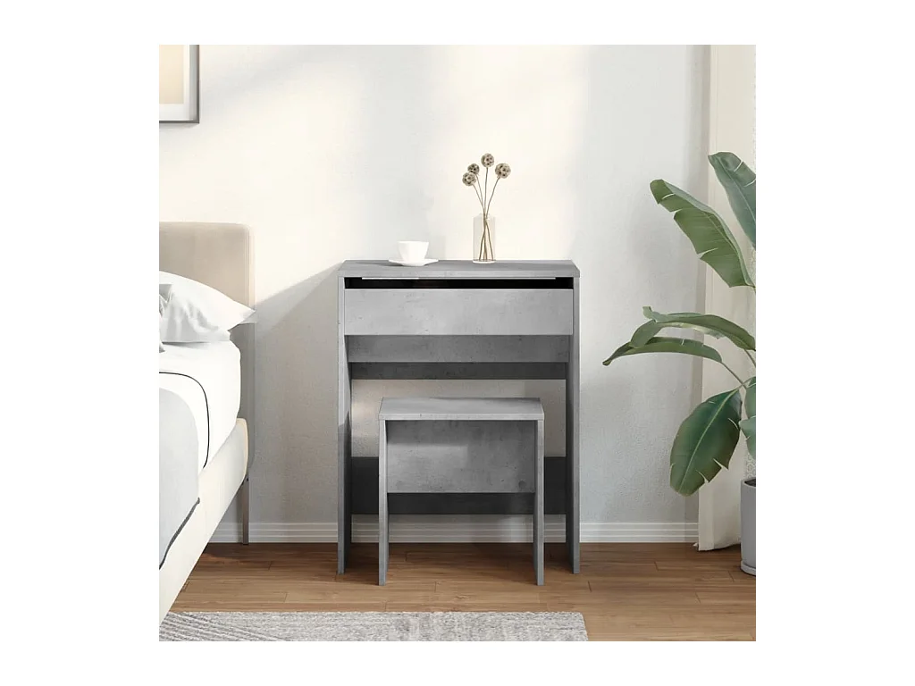 Betongrijze kaptafel en kruk 60x40x113,5 cm