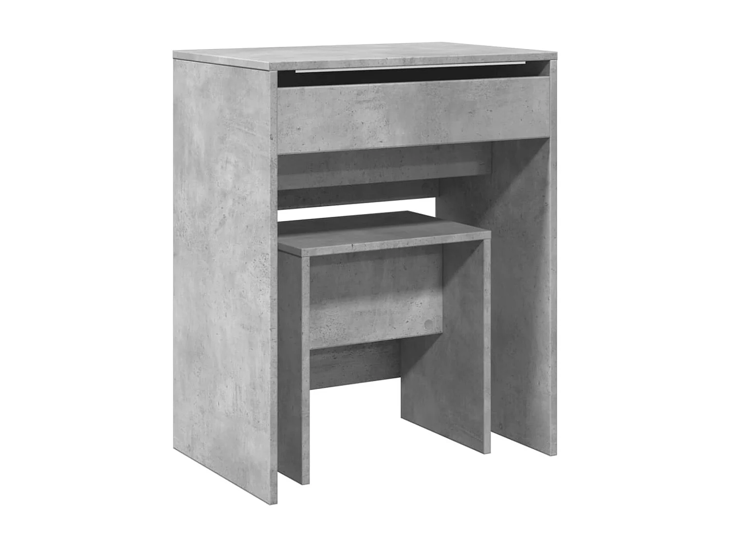 Tocador y taburete gris hormigón 60x40x113,5 cm