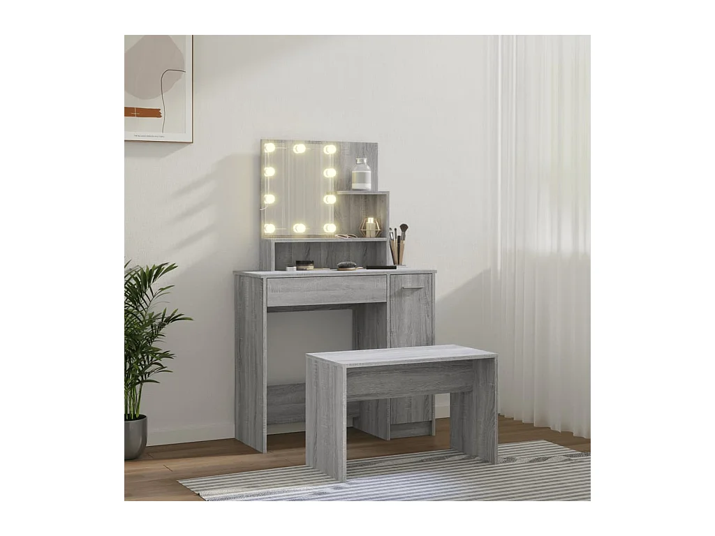 Sonoma Grey Engineered Wood LED-wastafelset