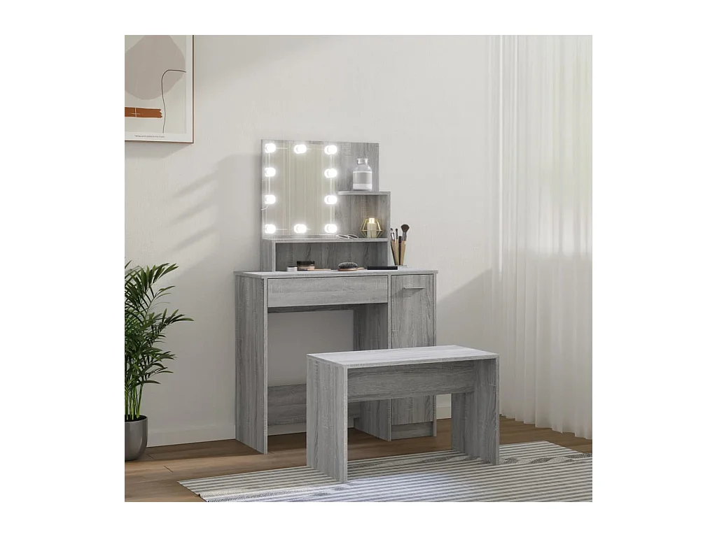 Sonoma Grey Engineered Wood LED-wastafelset