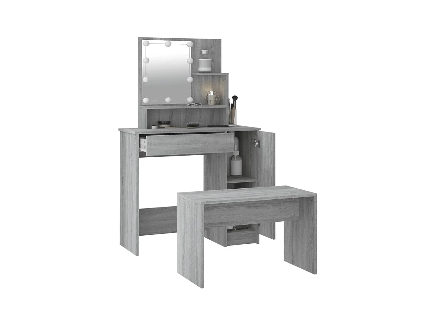 Sonoma Grey Engineered Wood LED-wastafelset