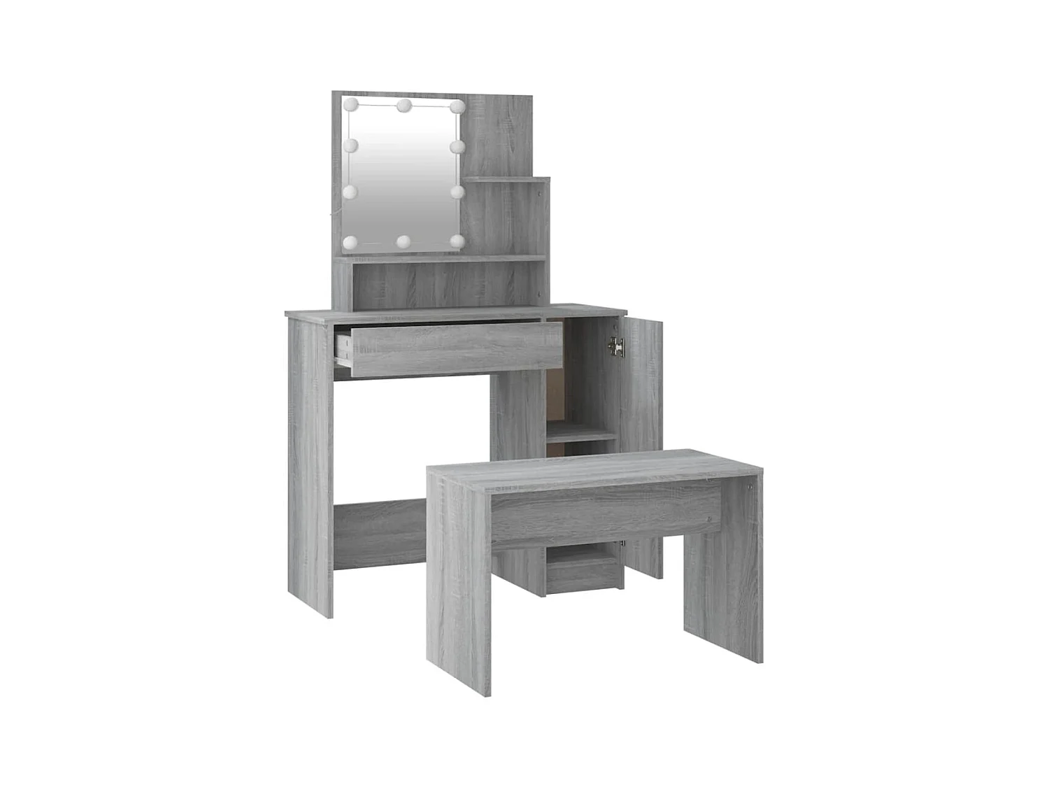 Sonoma Grey Engineered Wood LED-wastafelset