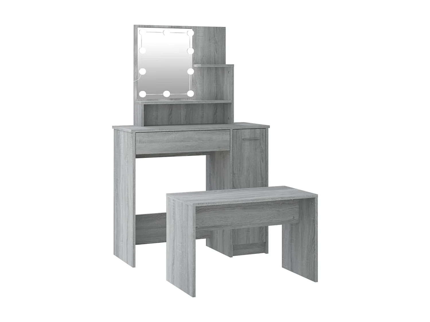 Conjunto de tocador LED de madera de ingeniería gris Sonoma