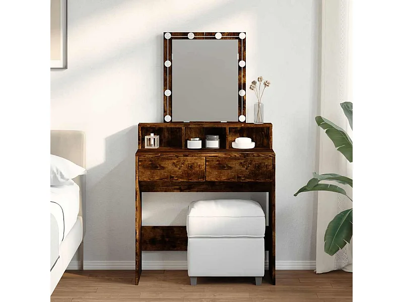 Kaptafel met LED gerookt eiken 80x41x144,5 cm