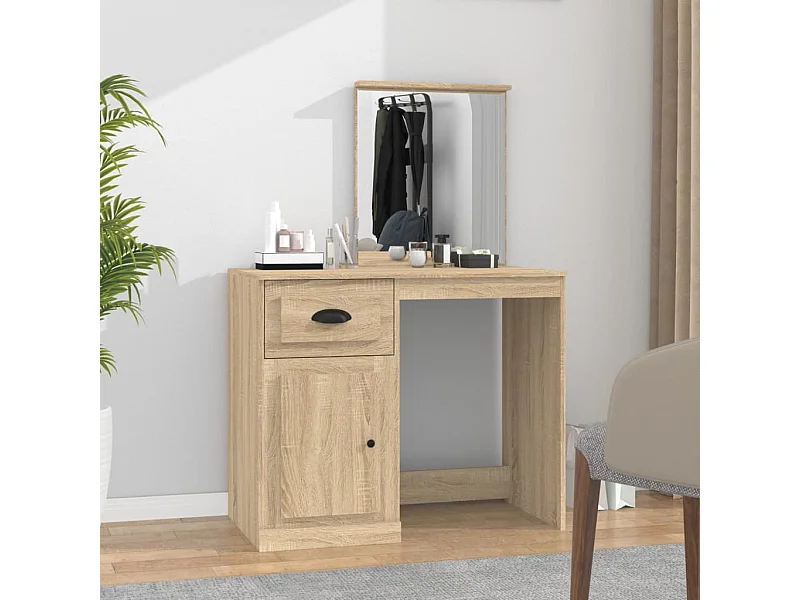 Kaptafel met spiegel Sonoma eiken 90x50x132,5 cm