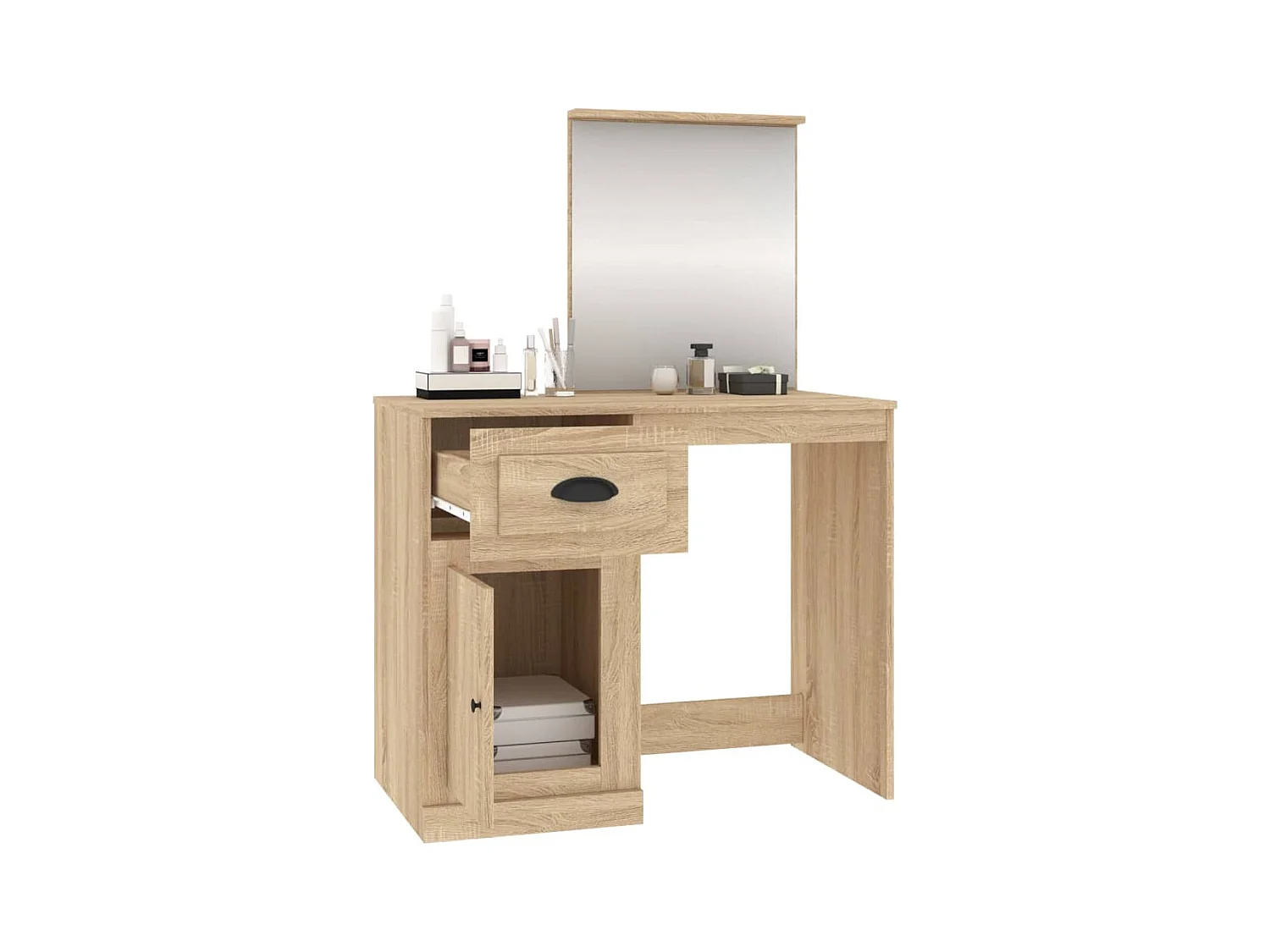 Tocador con espejo roble Sonoma 90x50x132,5 cm