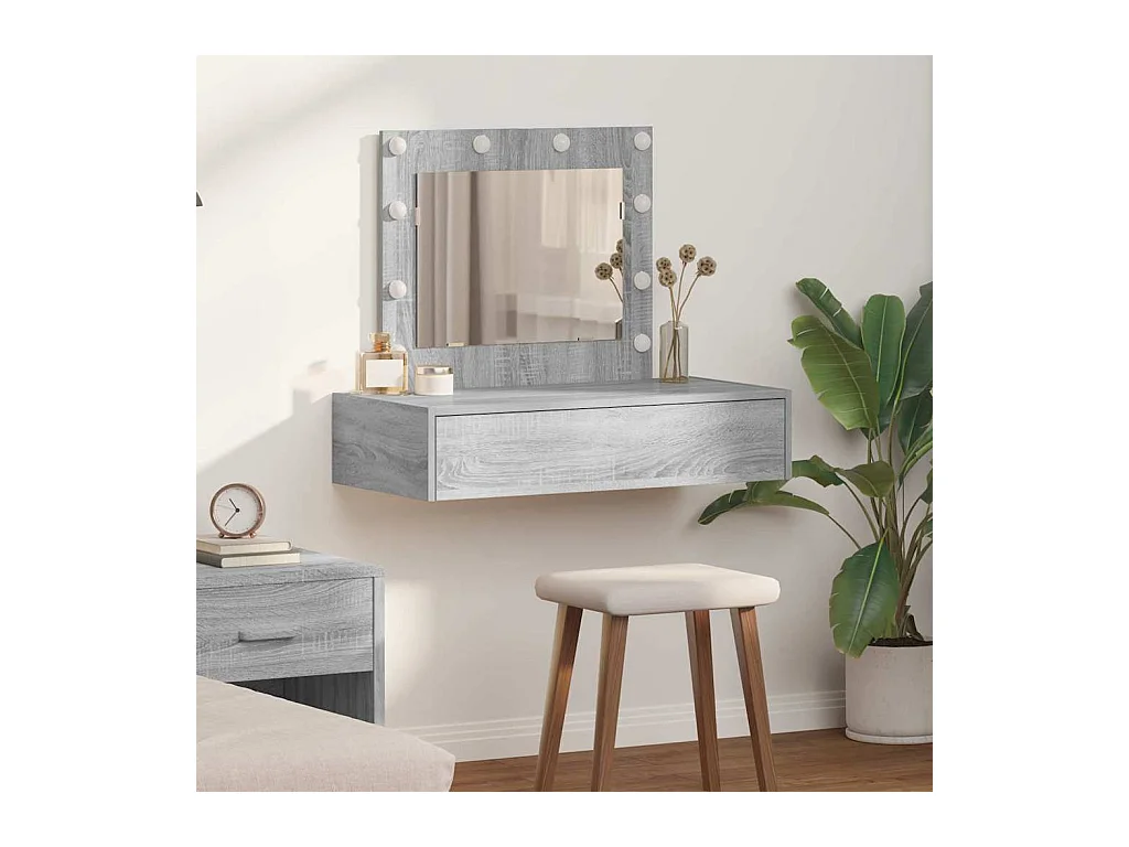 Grijze kaptafel 83 x 40 x 70 cm bewerkt hout