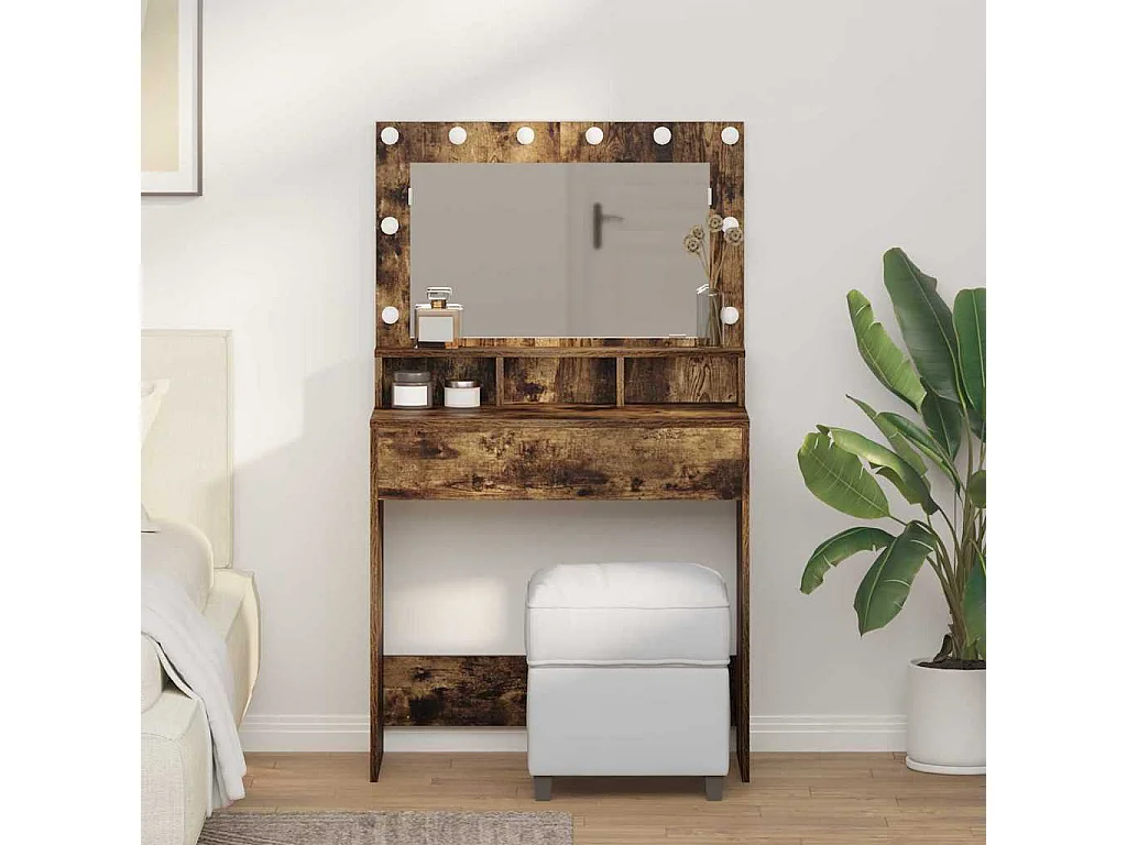 Coiffeuse Chêne fumé 79 x 41 x 135 cm Bois d'ingénierie