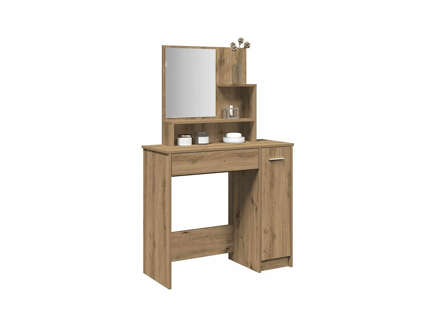 Coiffeuse avec miroir chêne artisanal 86,5x35x136 cm