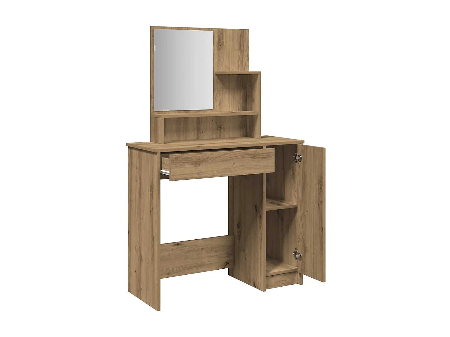 Coiffeuse avec miroir chêne artisanal 86,5x35x136 cm