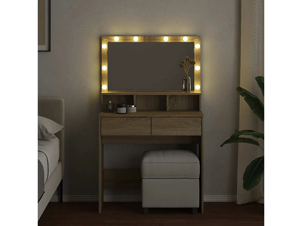 Toletta con LED in rovere Sonoma 80x41x134,5 cm