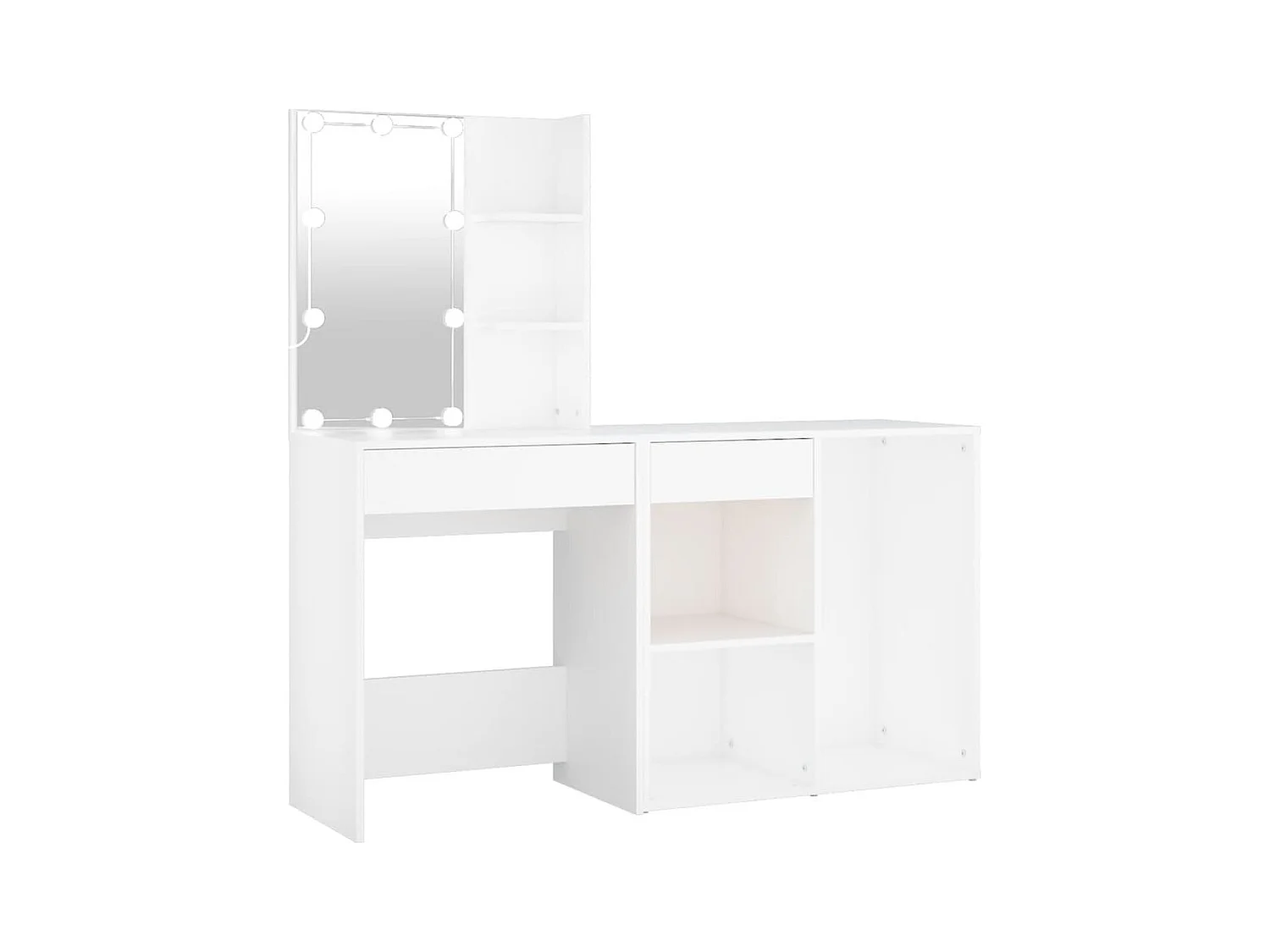 LED-kaptafel met kast, wit bewerkt hout