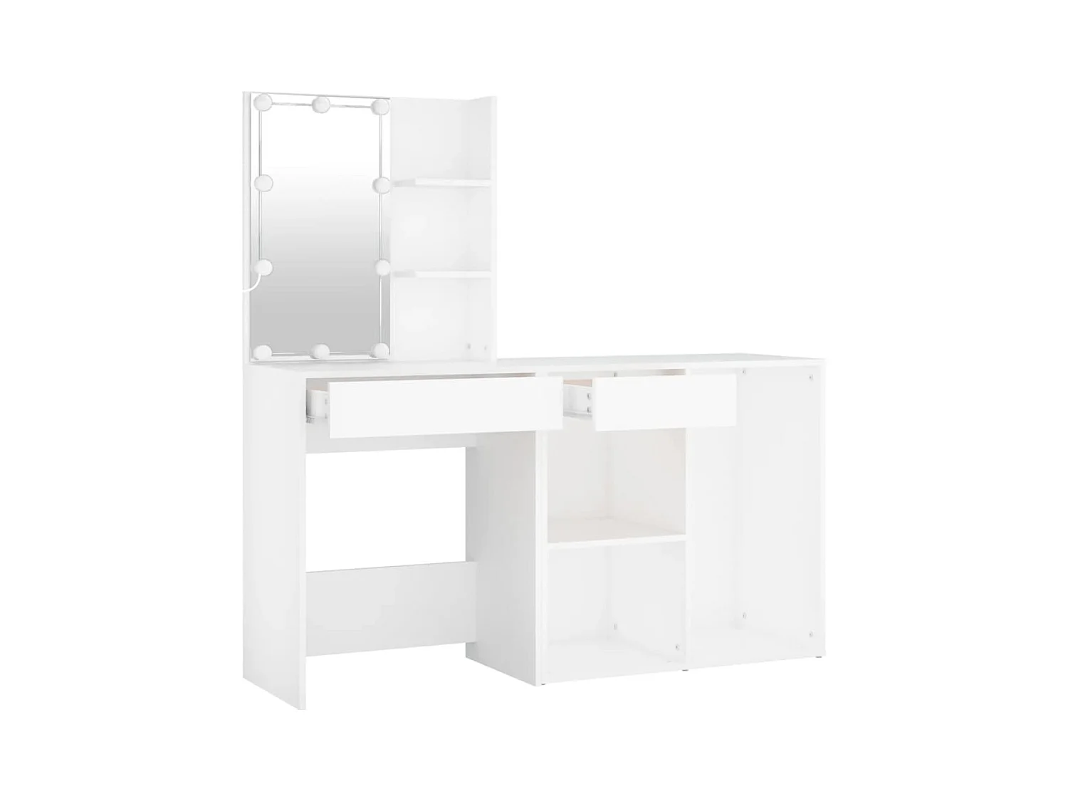 LED-kaptafel met kast, wit bewerkt hout