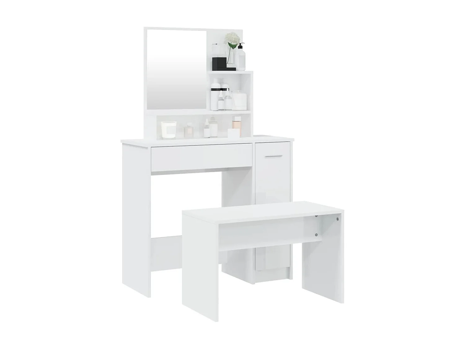 Juego de tocador blanco brillo 86,5x35x136 cm