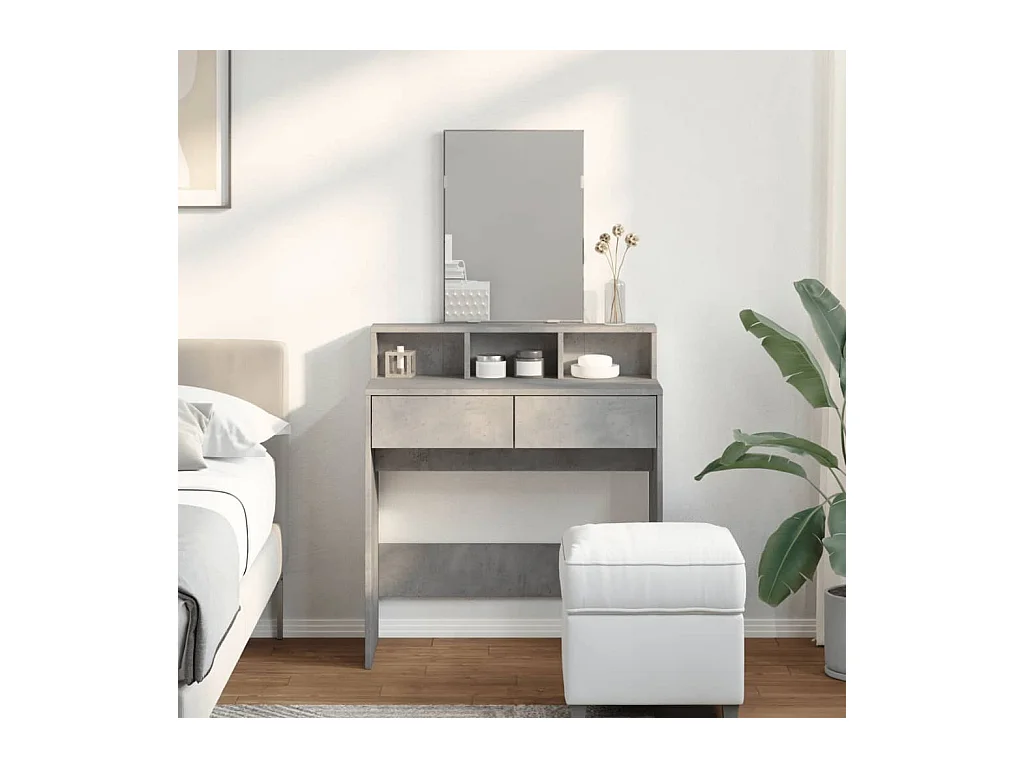 Kaptafel met betongrijze spiegel 80x41x144,5 cm