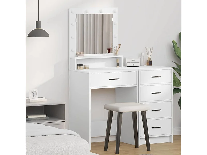 Kaptafel met lade Wit 50 x 41 x 135 cm Bewerkt hout