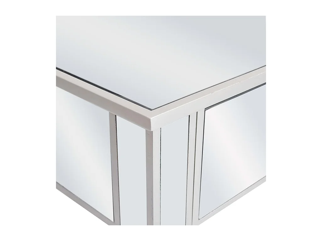 Schminktisch mit Spiegel und Hocker aus MDF und Glas