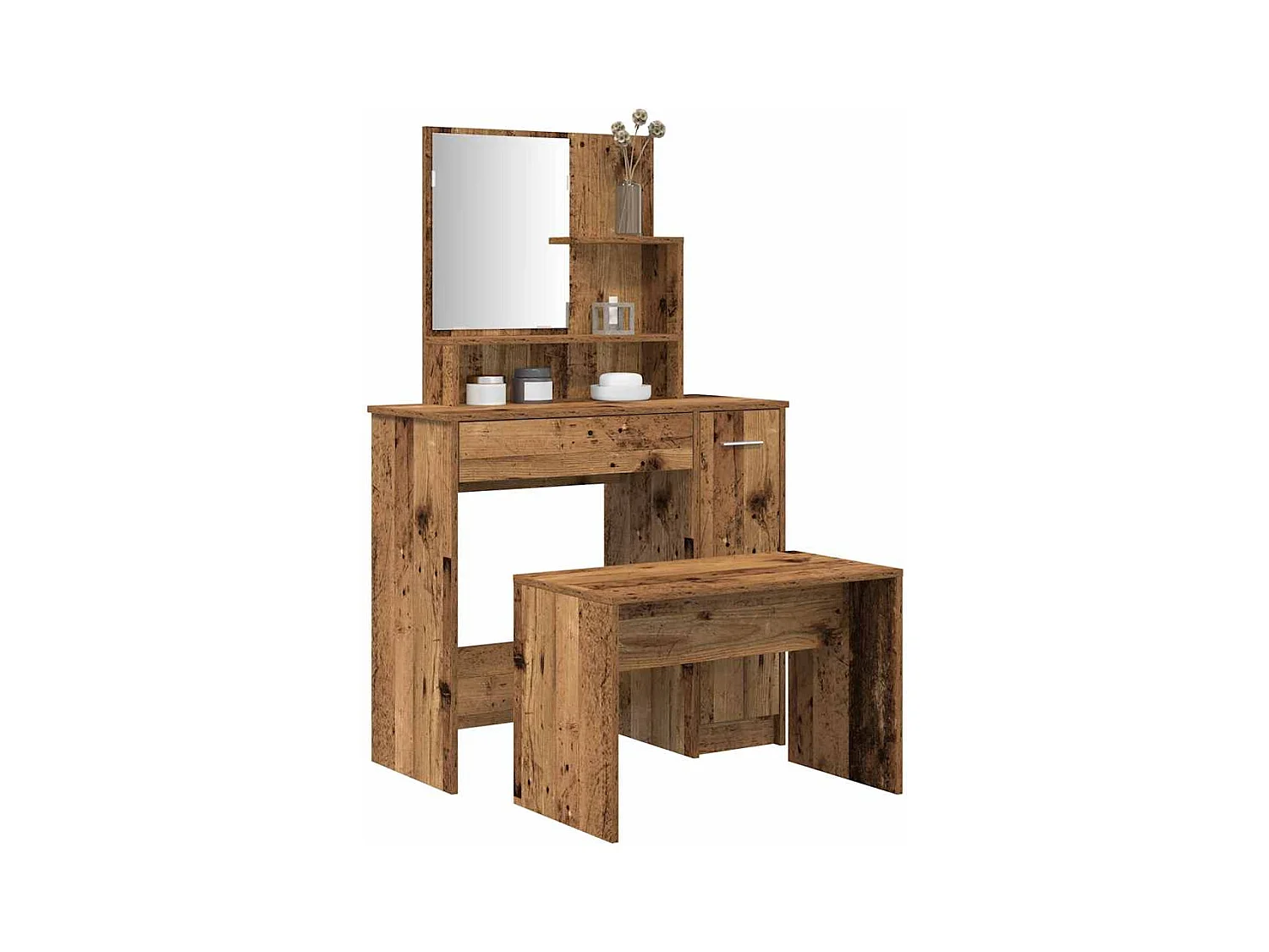 Ensemble de coiffeuse vieux bois bois d'ingénierie