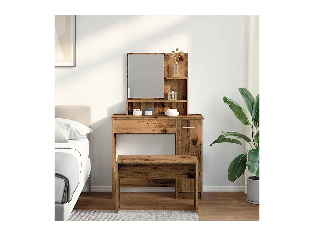 Ensemble de coiffeuse vieux bois bois d'ingénierie