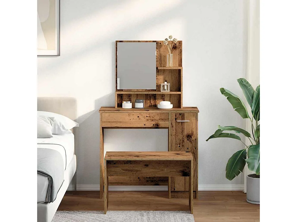 Ensemble de coiffeuse vieux bois bois d'ingénierie