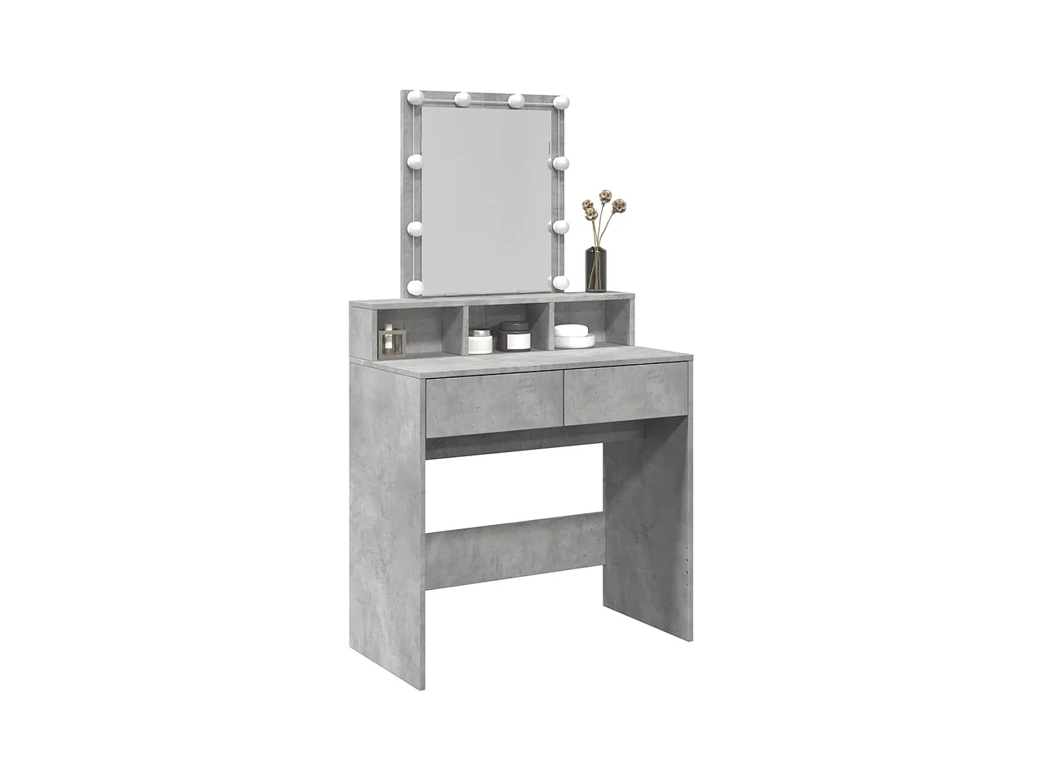 Betongrijze kaptafel met LED's 80x41x144,5 cm