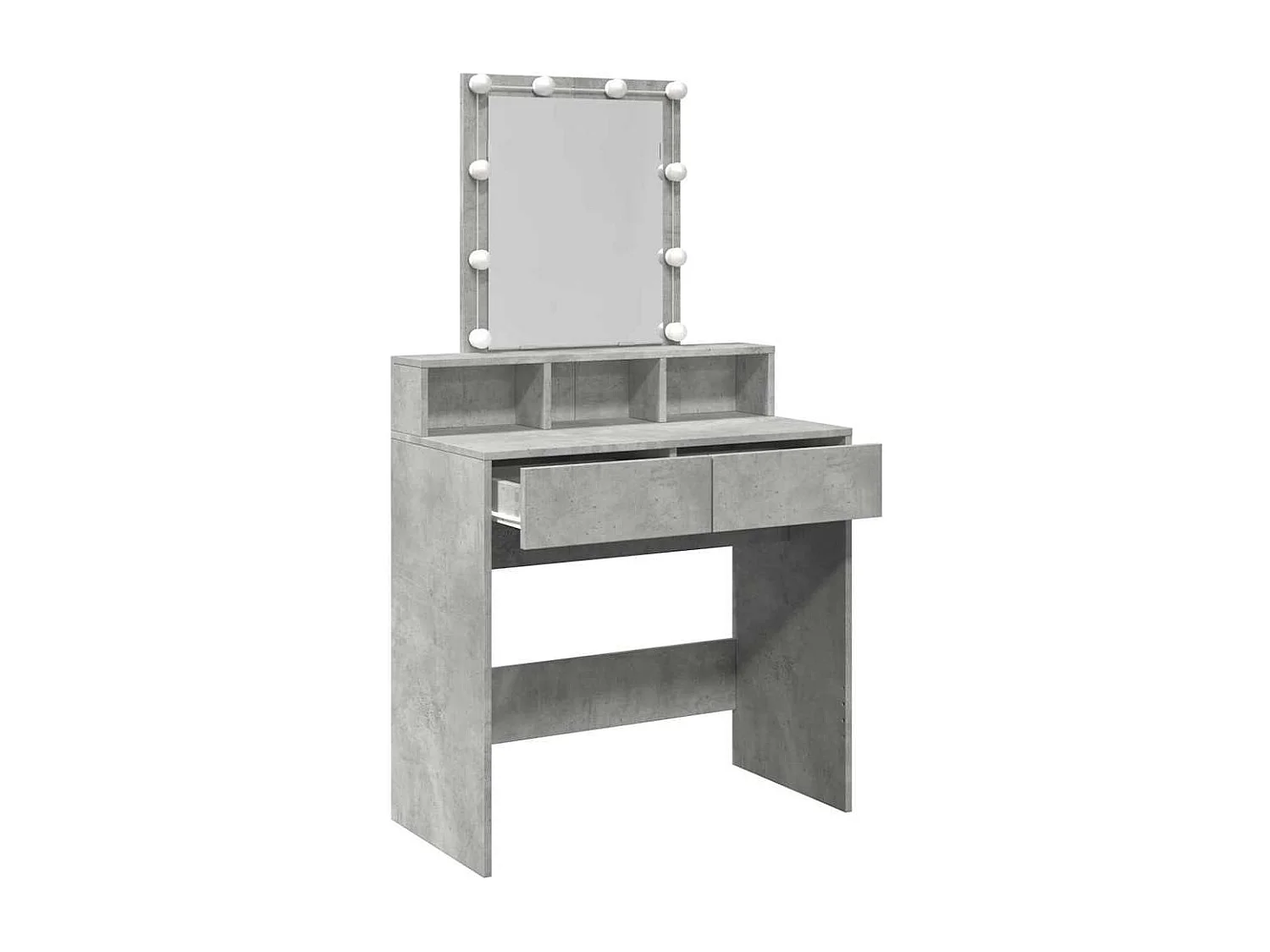 Betongrijze kaptafel met LED's 80x41x144,5 cm