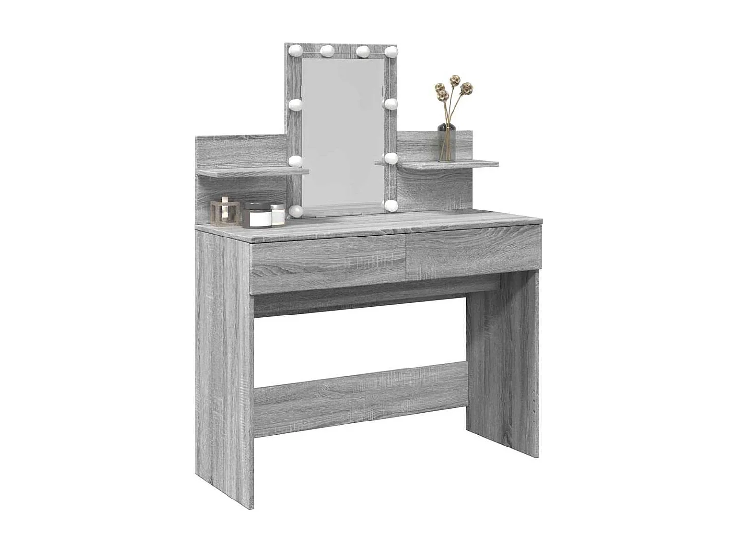 Tocador con LED Sonoma gris 100x40x130 cm