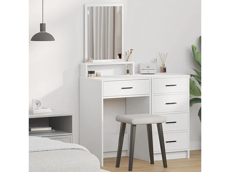 Kaptafel met lade Wit 50 x 41 x 140 cm Bewerkt hout