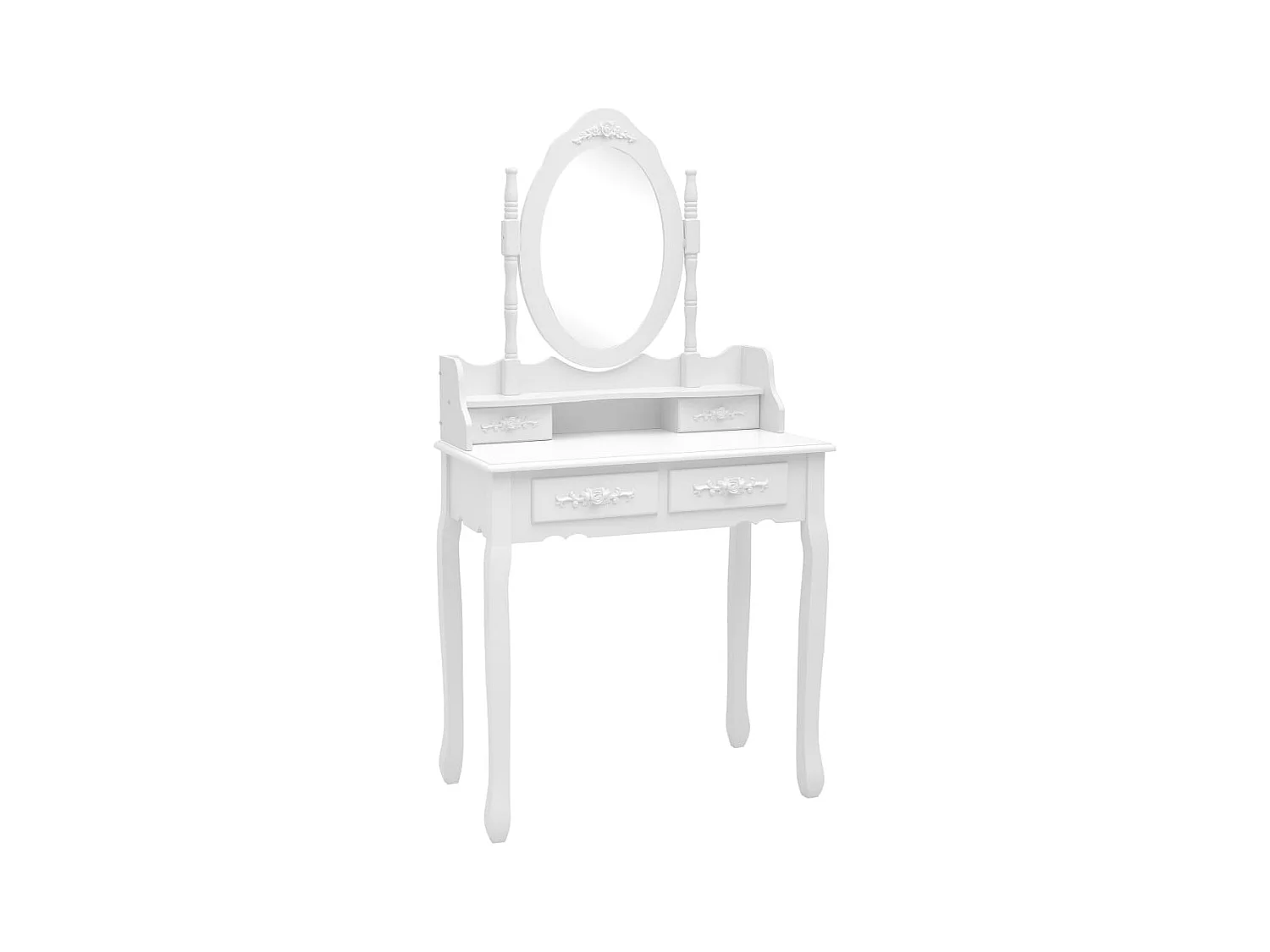 Set da toeletta con sgabello Bianco 75x69x140cm Paulownia