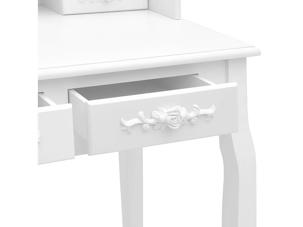 Set da toeletta con sgabello Bianco 75x69x140cm Paulownia