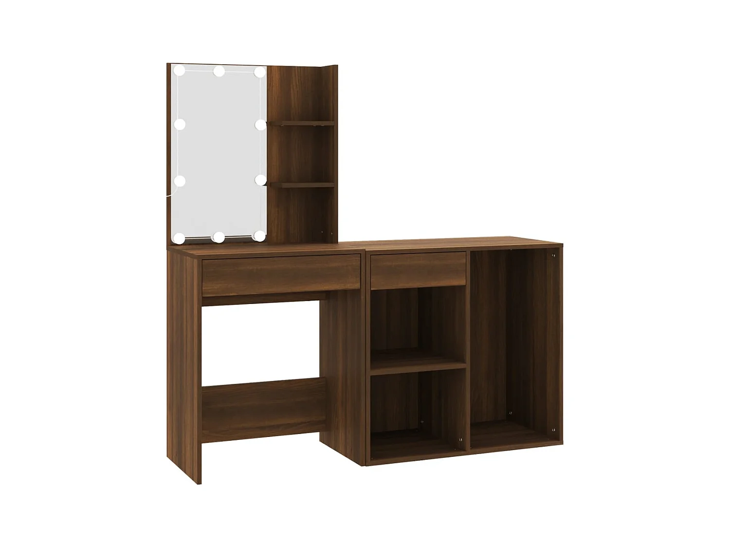 Tocador LED con mueble de madera de ingeniería de roble marrón