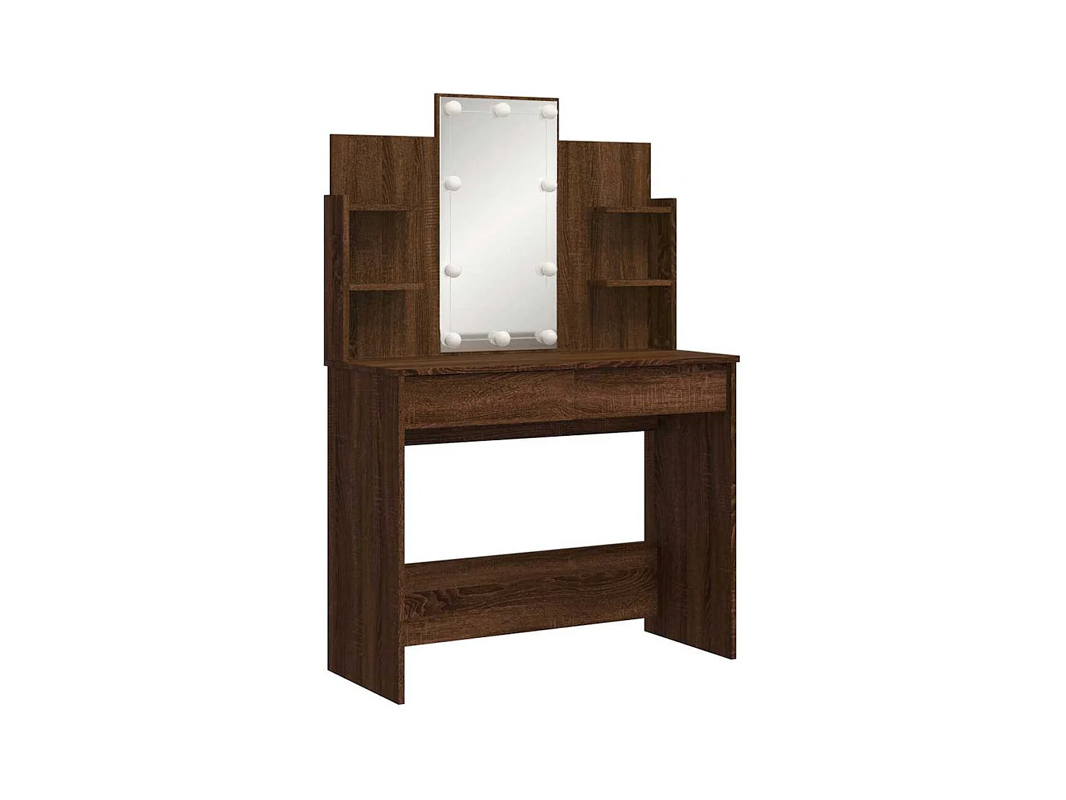 Tocador con luces LED roble marrón 96x40x142 cm