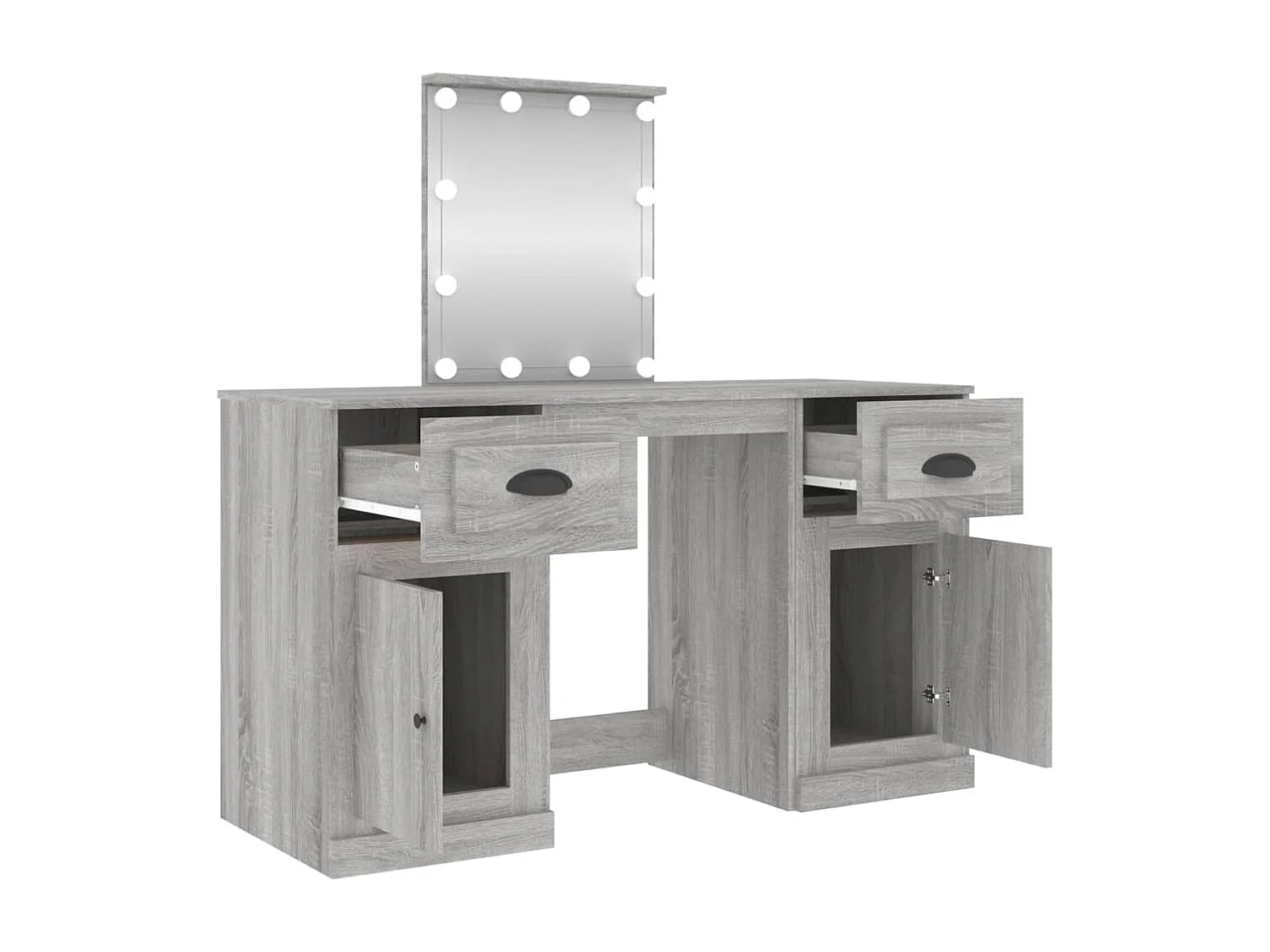 Tocador con LED Sonoma gris 130x50x132,5 cm