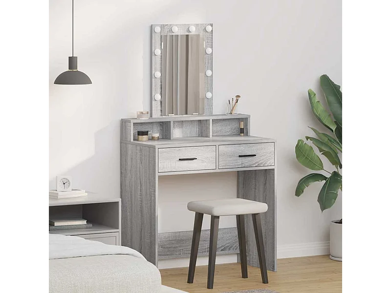 Grauer Frisiertisch 79 x 41 x 140 cm Holzwerkstoff