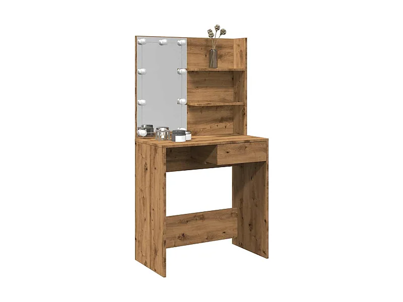 Kaptafel met LED, handgemaakt eikenhout, 74,5 x 40 x 141 cm