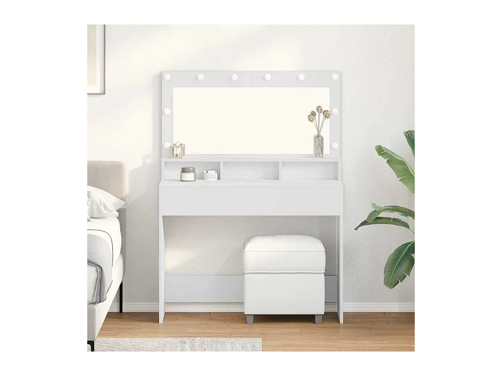 Coiffeuse avec miroir Blanc 100 x 41 x 135 cm Bois d'ingénierie