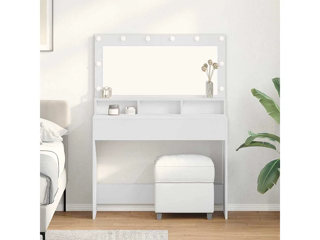 Coiffeuse avec miroir Blanc 100 x 41 x 135 cm Bois d'ingénierie