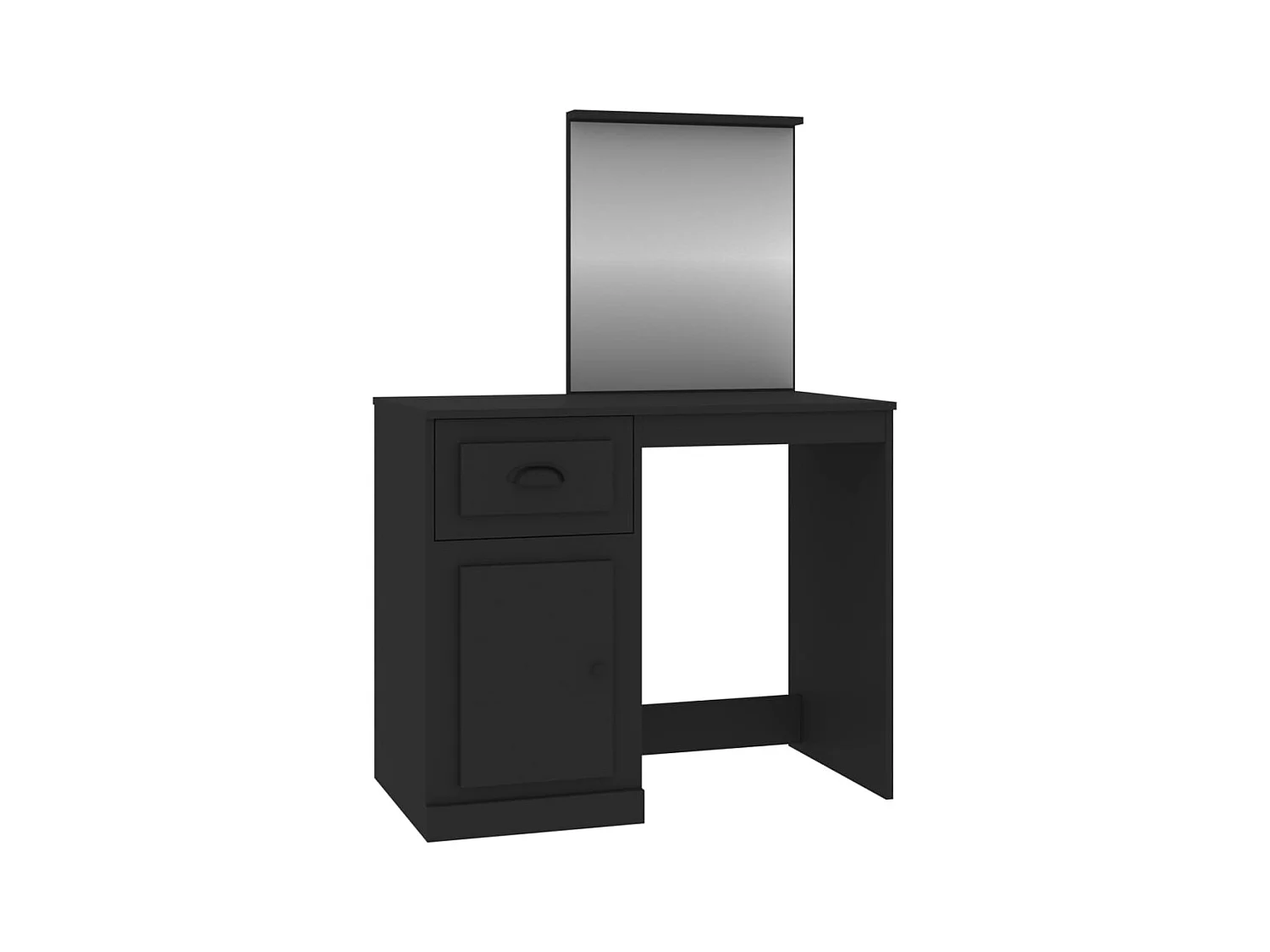 Kaptafel met zwarte spiegel 90x50x132,5 cm bewerkt hout