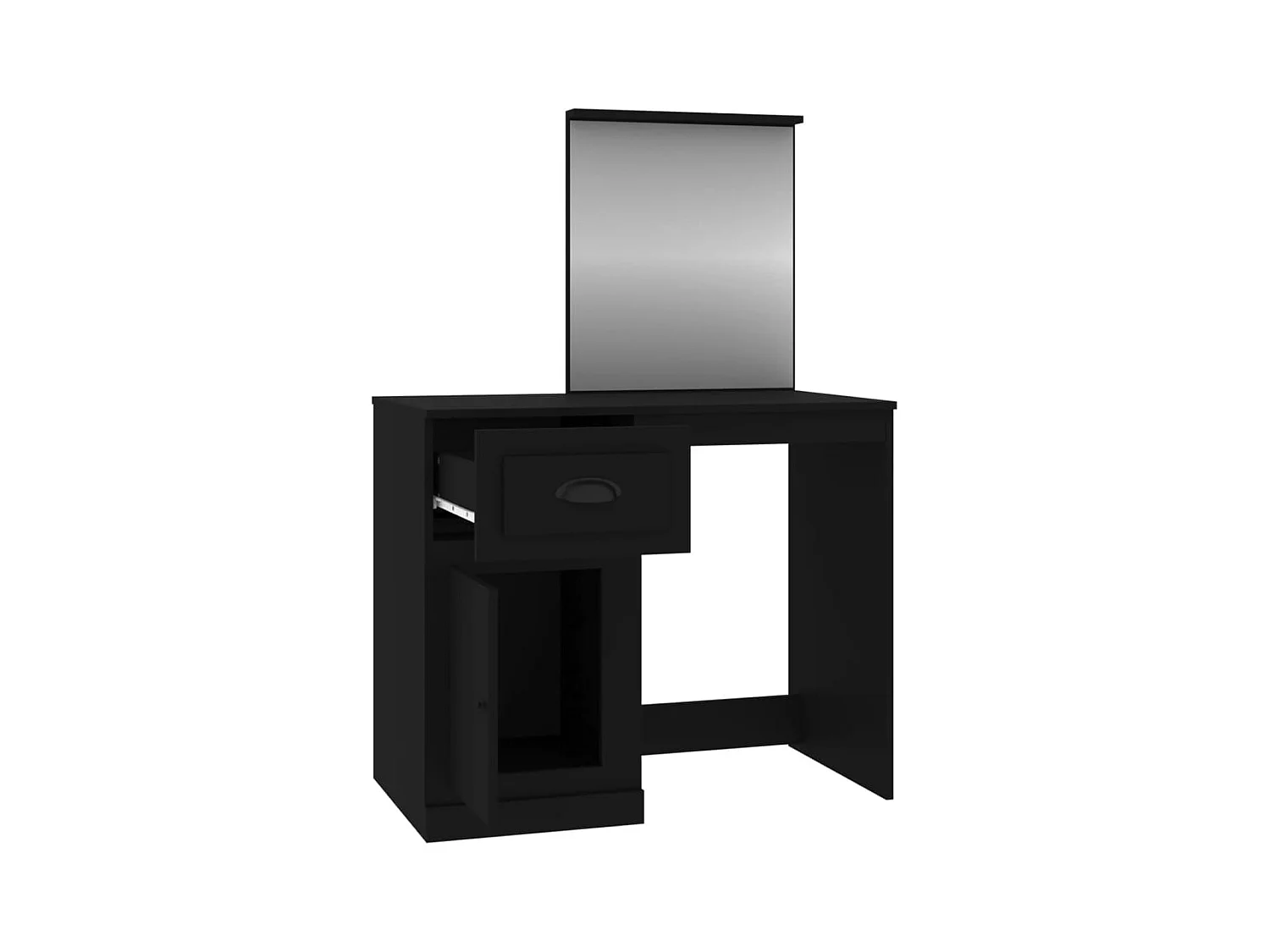 Kaptafel met zwarte spiegel 90x50x132,5 cm bewerkt hout