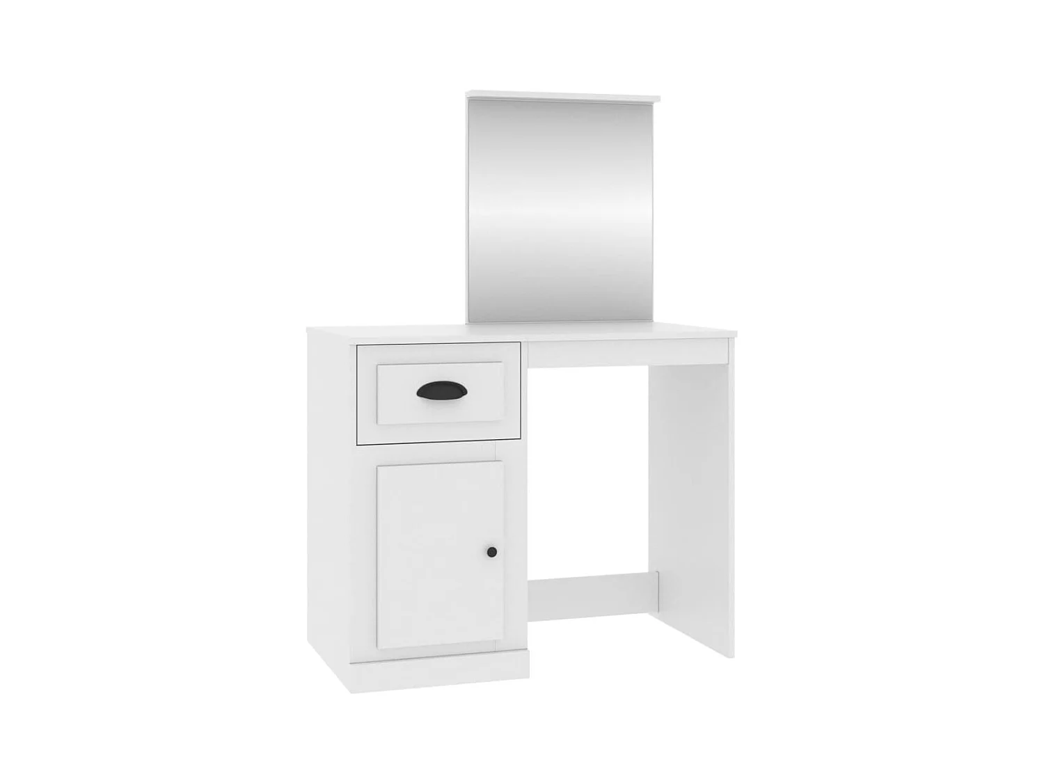 Kaptafel met witte spiegel 90x50x132,5 cm bewerkt hout