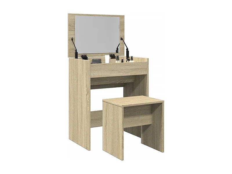 Tocador y taburete de roble Sonoma 60x40x113,5 cm