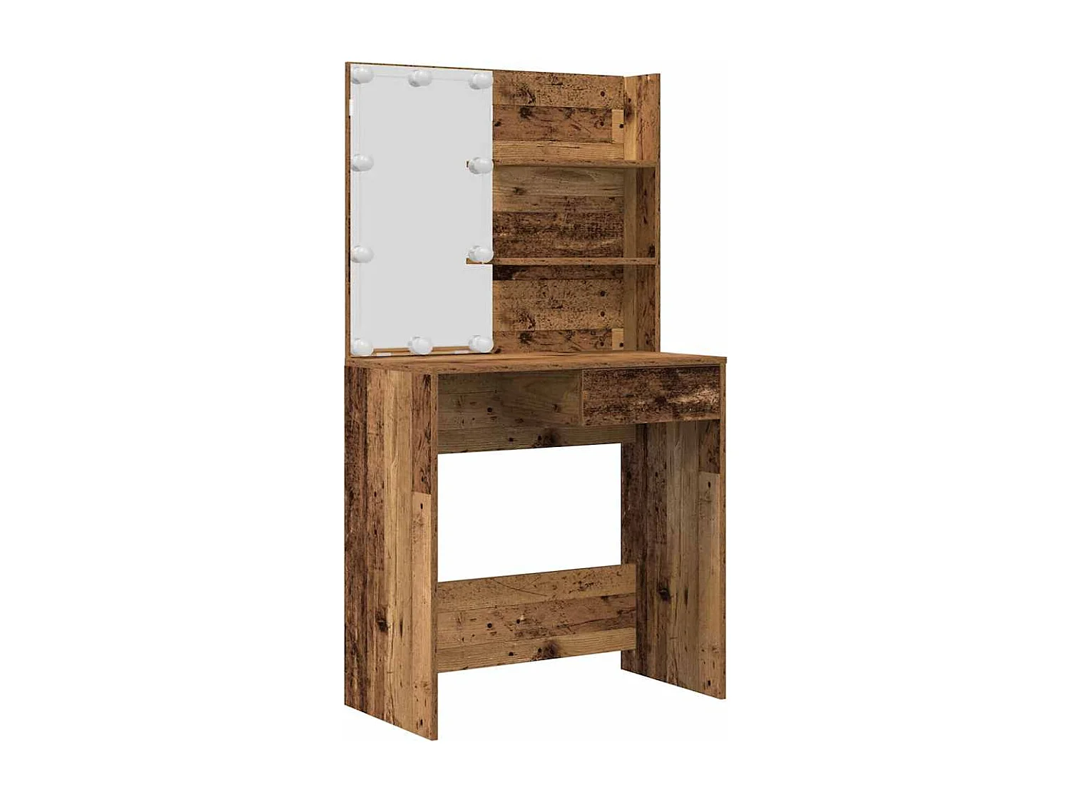 Ensemble de coiffeuse avec LED vieux bois bois d'ingénierie